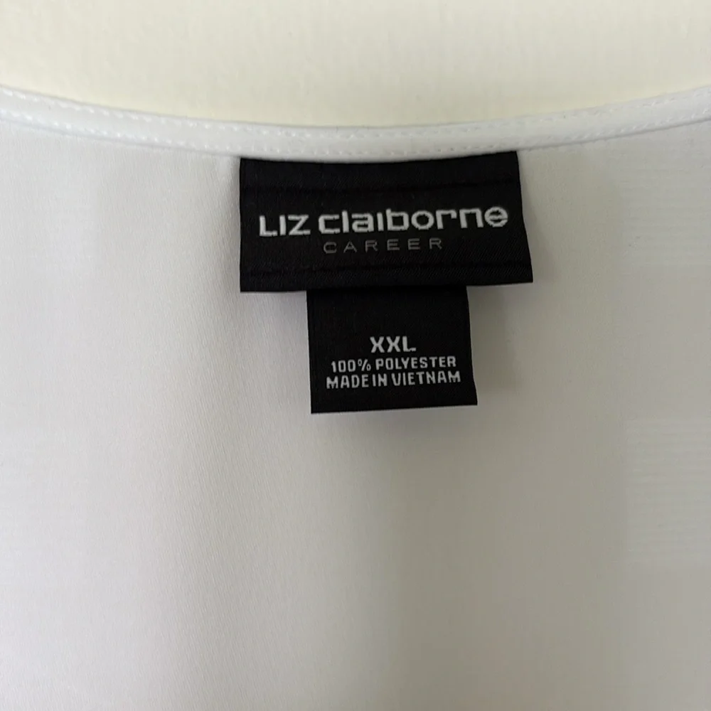 Liz Claiborne White Short Sleeve Embellished Blouse - Picture 2 of 4
